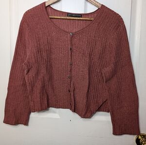 Peruvian Connection Womens Sweater Cardigan Size Medium Long Sleeve Red